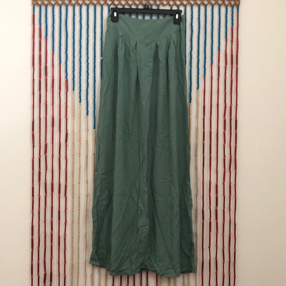 Teal long skirt with back slit
